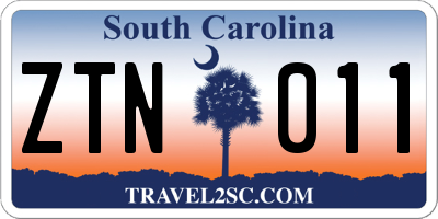 SC license plate ZTN011