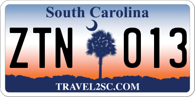 SC license plate ZTN013