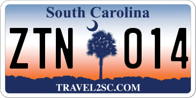 SC license plate ZTN014