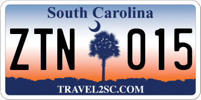 SC license plate ZTN015