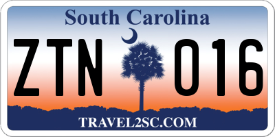 SC license plate ZTN016