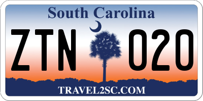 SC license plate ZTN020