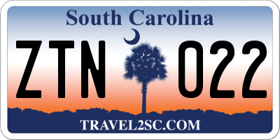 SC license plate ZTN022