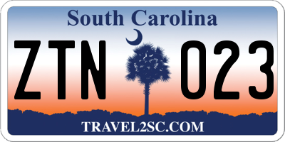 SC license plate ZTN023