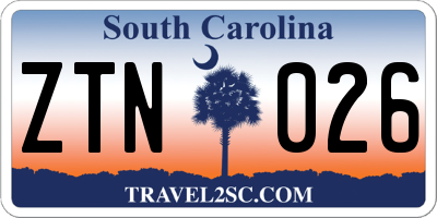 SC license plate ZTN026