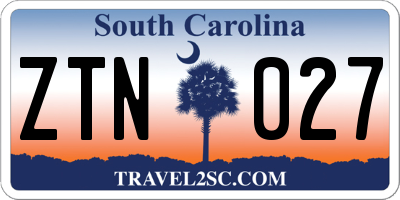 SC license plate ZTN027