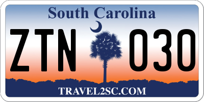 SC license plate ZTN030