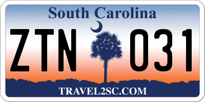 SC license plate ZTN031