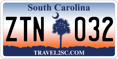 SC license plate ZTN032