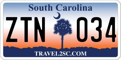 SC license plate ZTN034