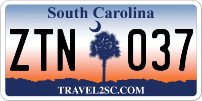 SC license plate ZTN037