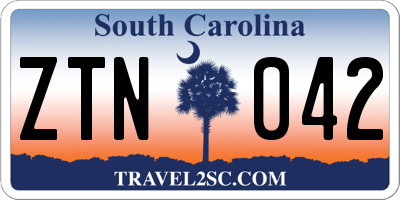 SC license plate ZTN042