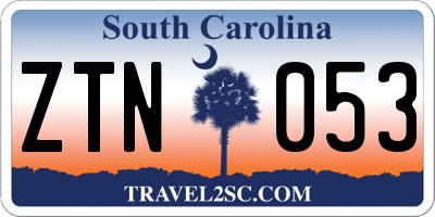 SC license plate ZTN053