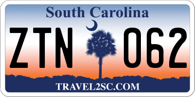 SC license plate ZTN062