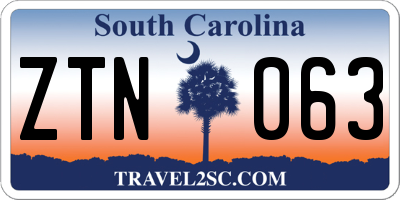SC license plate ZTN063