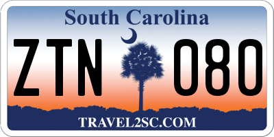 SC license plate ZTN080