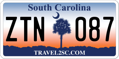 SC license plate ZTN087