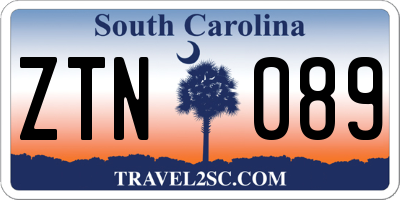 SC license plate ZTN089