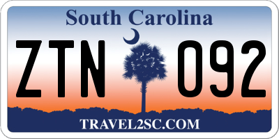 SC license plate ZTN092