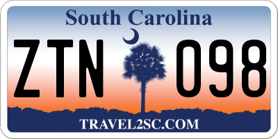 SC license plate ZTN098