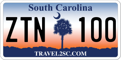 SC license plate ZTN100