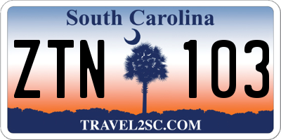 SC license plate ZTN103