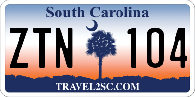 SC license plate ZTN104