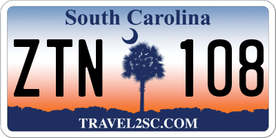 SC license plate ZTN108