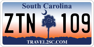 SC license plate ZTN109