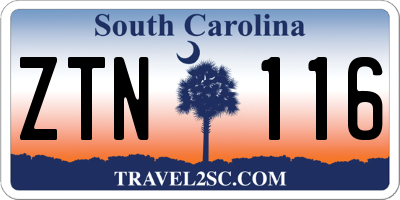 SC license plate ZTN116