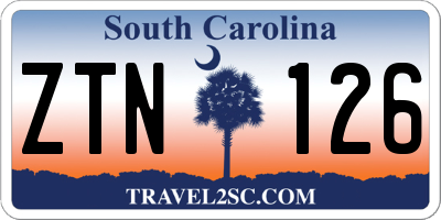 SC license plate ZTN126