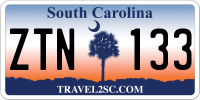 SC license plate ZTN133