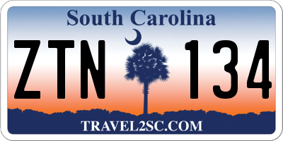 SC license plate ZTN134