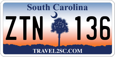 SC license plate ZTN136