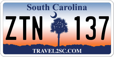 SC license plate ZTN137