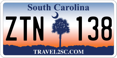 SC license plate ZTN138