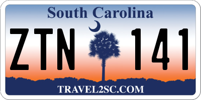 SC license plate ZTN141