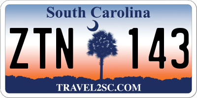 SC license plate ZTN143