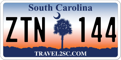SC license plate ZTN144