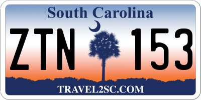 SC license plate ZTN153