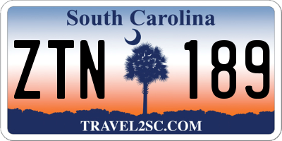 SC license plate ZTN189