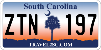 SC license plate ZTN197