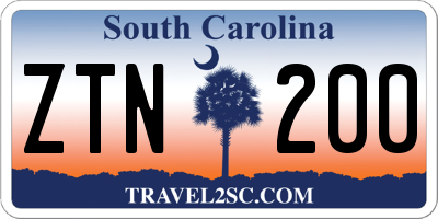 SC license plate ZTN200