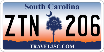 SC license plate ZTN206