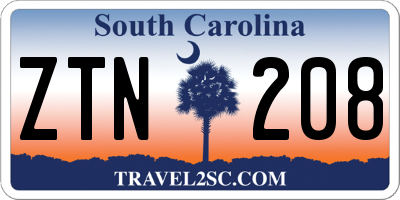 SC license plate ZTN208
