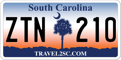 SC license plate ZTN210