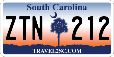 SC license plate ZTN212