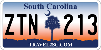 SC license plate ZTN213