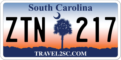 SC license plate ZTN217