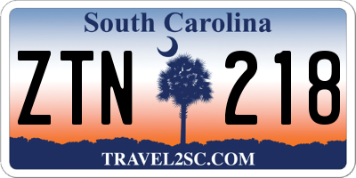 SC license plate ZTN218